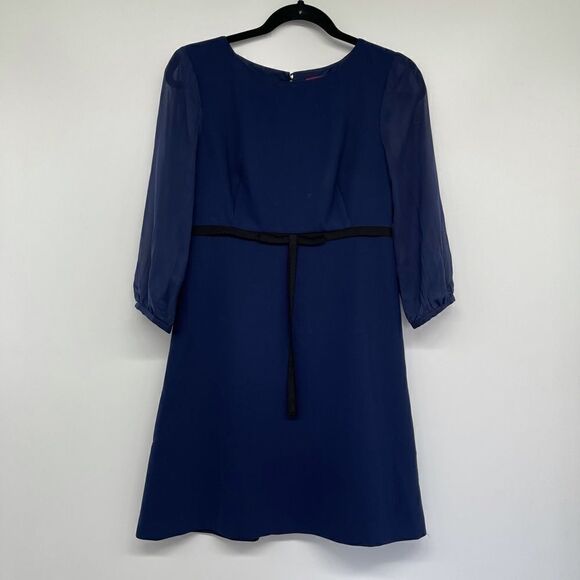 Ted Baker Navy Dress with Sheer Sleeves - Picture 1 of 8